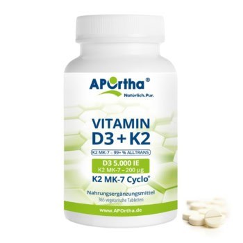 Aportha Vitamin D3 5000IU+k2 200mcg CYCLO -365 tablets